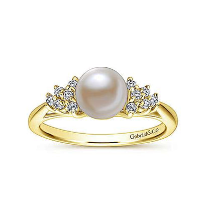 14K Classic Cultured Pearl Diamond Accented Stackable Ring