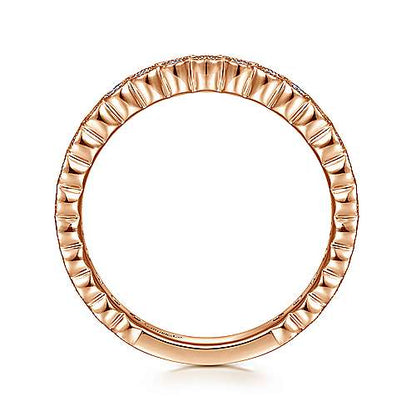 14K Diamond Ring with Millgrain Bezel