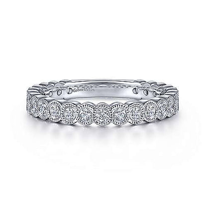 14K Diamond Ring with Millgrain Bezel