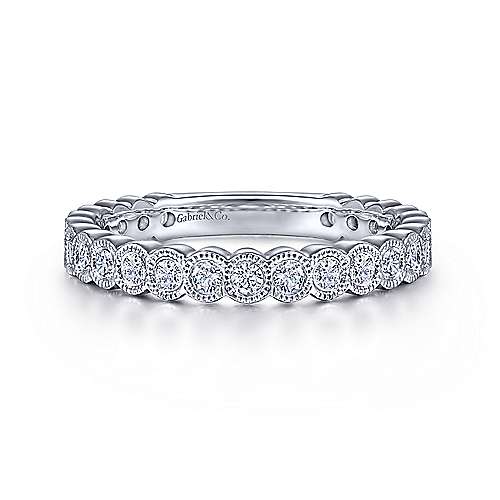 14K Diamond Ring with Millgrain Bezel