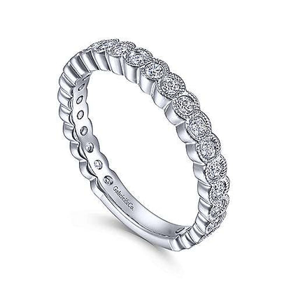 14K Diamond Ring with Millgrain Bezel