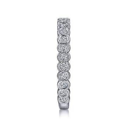 14K Diamond Ring with Millgrain Bezel