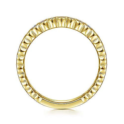 14K Diamond Ring with Millgrain Bezel