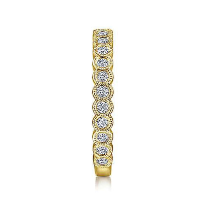 14K Diamond Ring with Millgrain Bezel