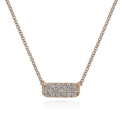 14K Rectangular Diamond Pendant Necklace