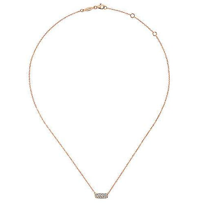 14K Rectangular Diamond Pendant Necklace