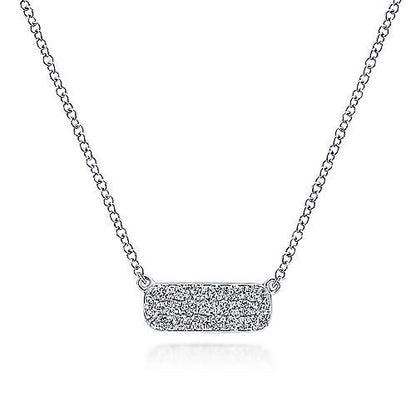 14K Rectangular Diamond Pendant Necklace