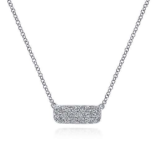 14K Rectangular Diamond Pendant Necklace