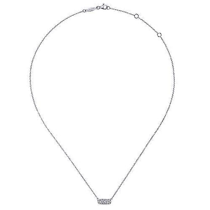 14K Rectangular Diamond Pendant Necklace
