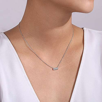 14K Rectangular Diamond Pendant Necklace