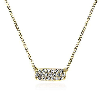 14K Rectangular Diamond Pendant Necklace