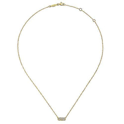 14K Rectangular Diamond Pendant Necklace