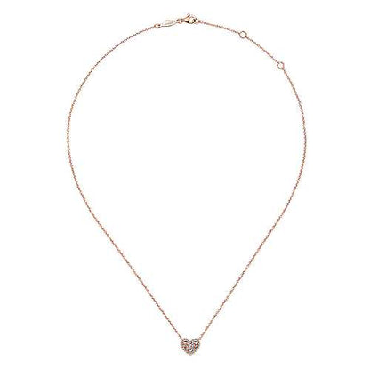 14K Rose Gold Diamond Heart Pendant Necklace