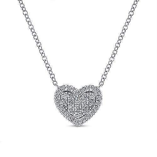 14K Rose Gold Diamond Heart Pendant Necklace