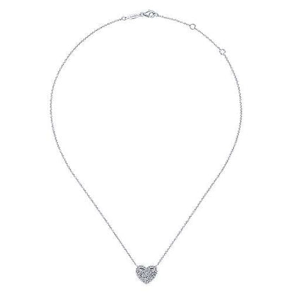 14K Rose Gold Diamond Heart Pendant Necklace