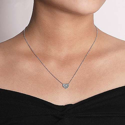 14K Rose Gold Diamond Heart Pendant Necklace