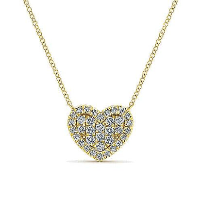 14K Rose Gold Diamond Heart Pendant Necklace