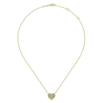 14K Rose Gold Diamond Heart Pendant Necklace