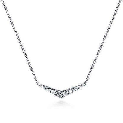 14K Curved Diamond Bar Necklace