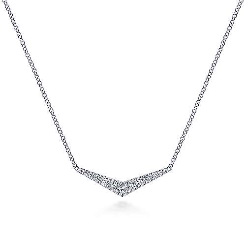 14K Curved Diamond Bar Necklace