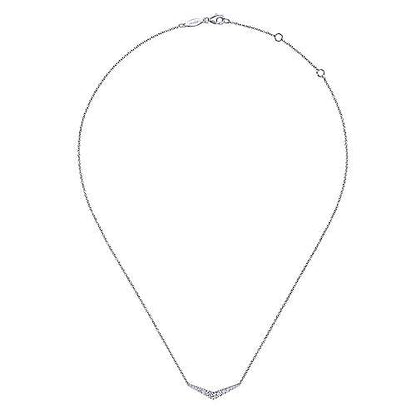 14K Curved Diamond Bar Necklace