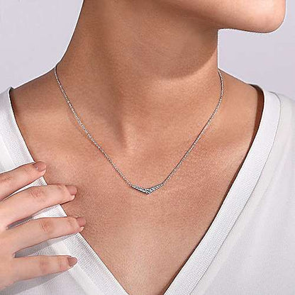 14K Curved Diamond Bar Necklace