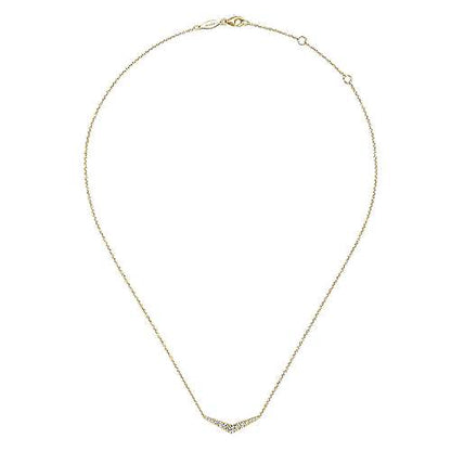 14K Curved Diamond Bar Necklace