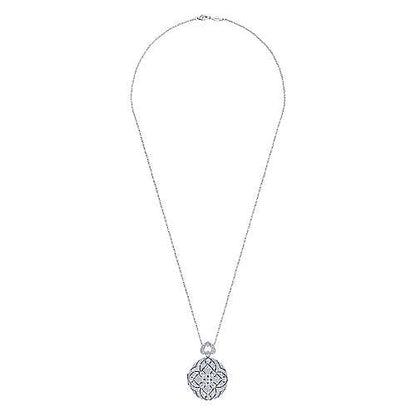 24" Vintage Inspired 14K Round Filigree Diamond Locket Necklace