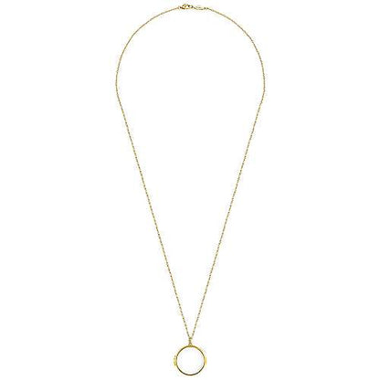 25" 14K Yellow Gold Round Glass Front Locket Necklace