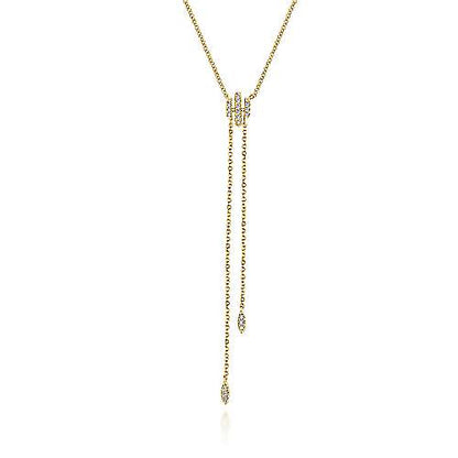 14K Yellow Gold Diamond Y Knot Necklace