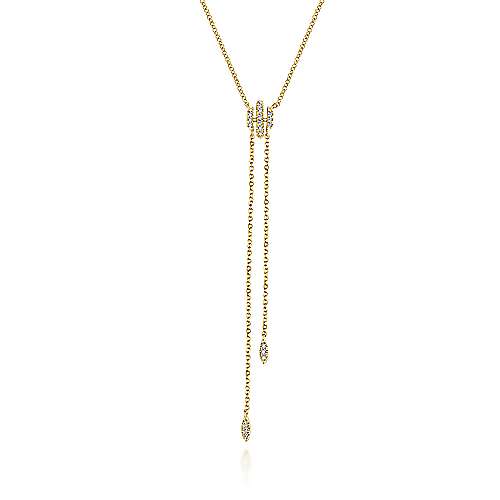 14K Yellow Gold Diamond Y Knot Necklace