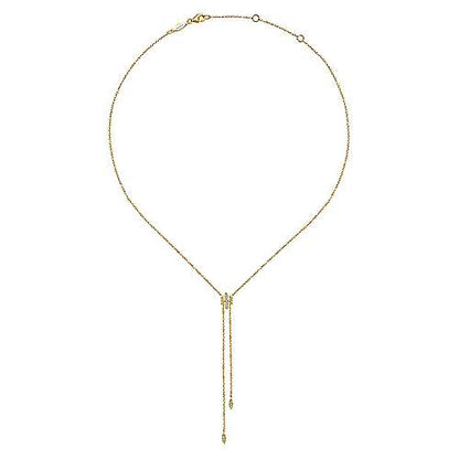 14K Yellow Gold Diamond Y Knot Necklace