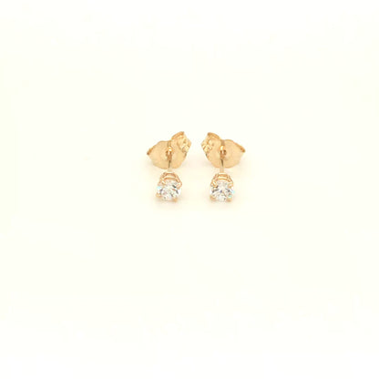 14K Cubic Zirconia Stud Earring 3MM