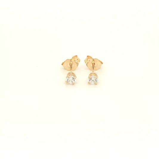 14K Cubic Zirconia Stud Earring 3MM