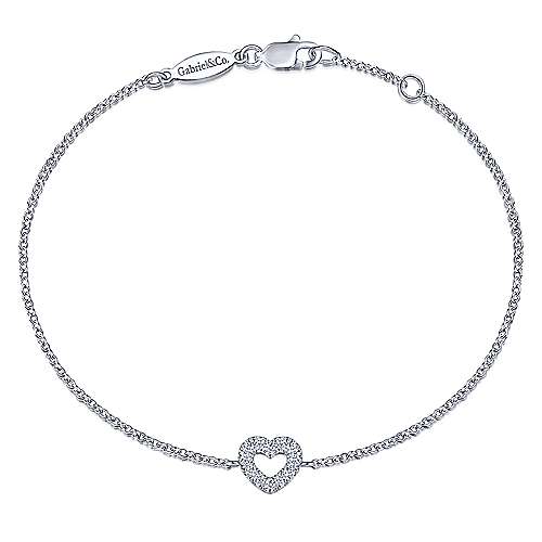 14K Chain Bracelet with Pave Diamond Heart