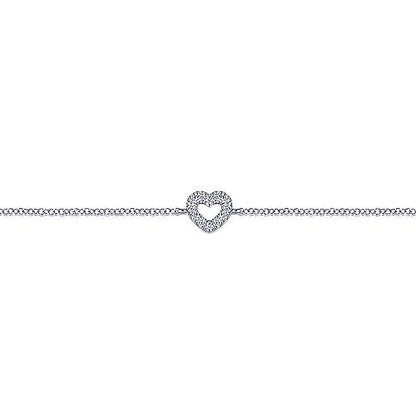 14K Chain Bracelet with Pave Diamond Heart