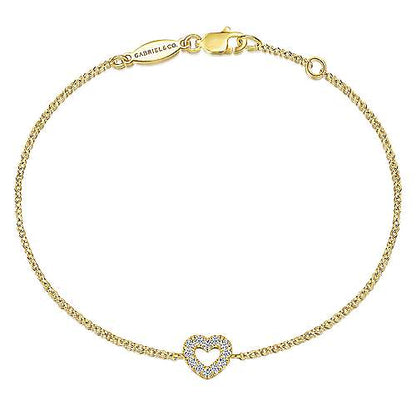 14K Chain Bracelet with Pave Diamond Heart
