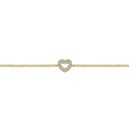 14K Chain Bracelet with Pave Diamond Heart