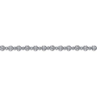14K White Gold Buttercup Set Diamond Tennis Bracelet