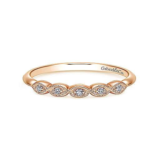 14K Rose Gold Diamond Matching Wedding Band - 0.04 ct